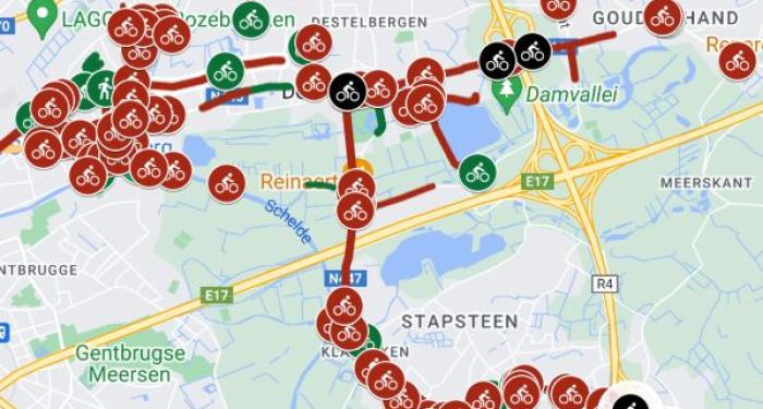 Knelpuntenkaart Fietsersbond Destelbergen